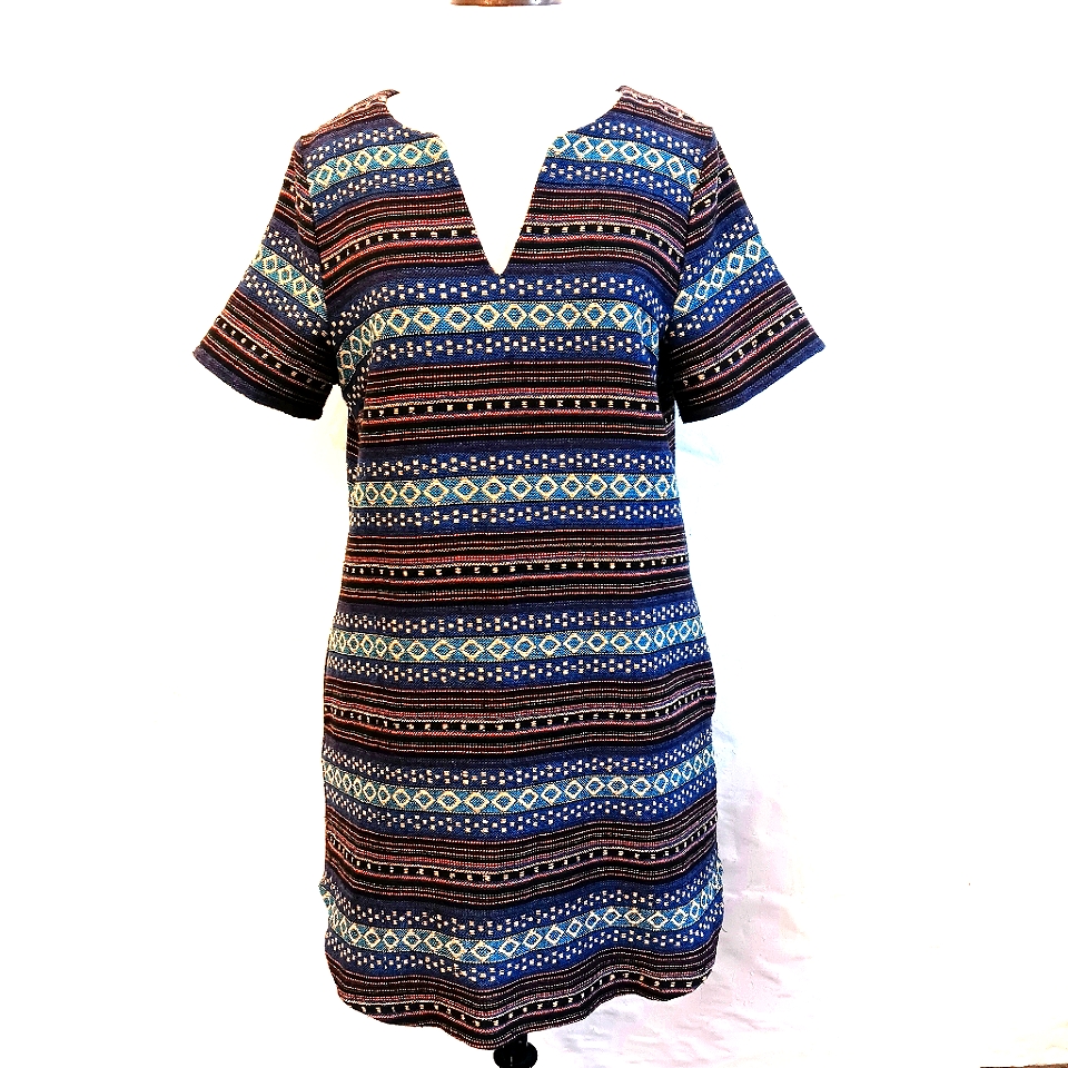 Ellison Cotton Blend, Multicolor Tapestry, Southwestern Shift Dress. Medium